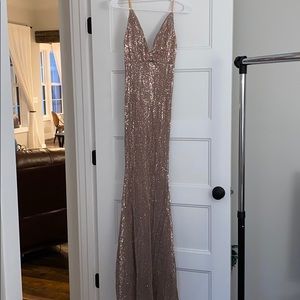 rose gold sequin prom dress